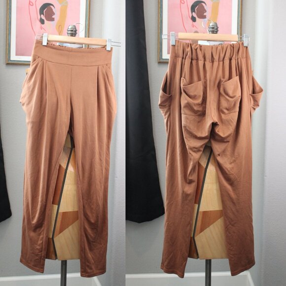 Free People Tobacco Brown Draped Harem Pants - Picture 3 of 5